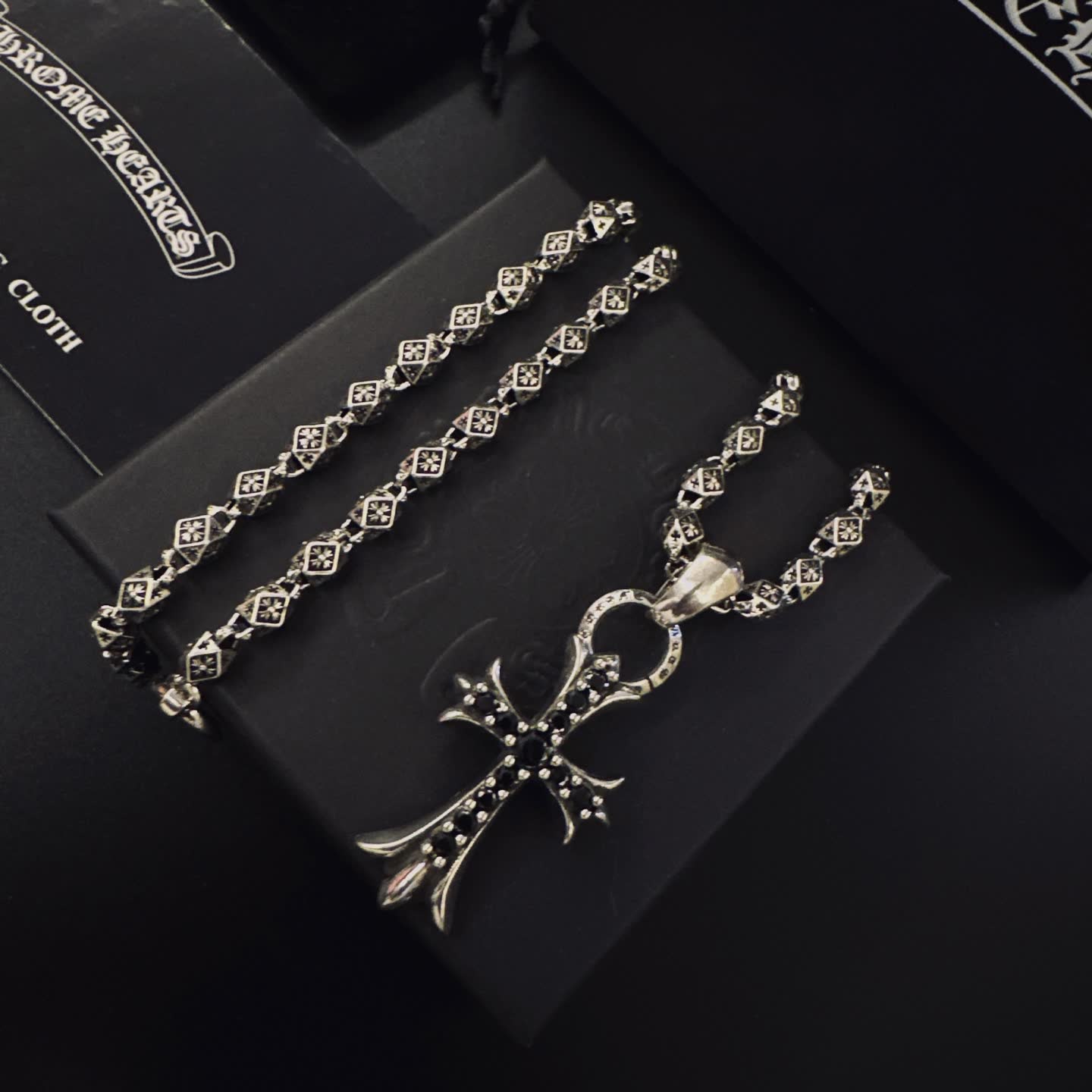Chrome Hearts Silver Cross Pendant Necklace